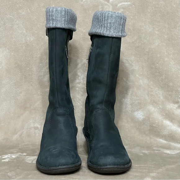 Ugg Women’s Skyfall Suede Wedge Boots Black Insulated Leather 1006145 Size 8 - Picture 2 of 11